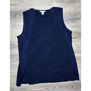 Athleta Women's Zephyr Tank Top Navy Blue Stretch Loose Fit Active Gym Large
